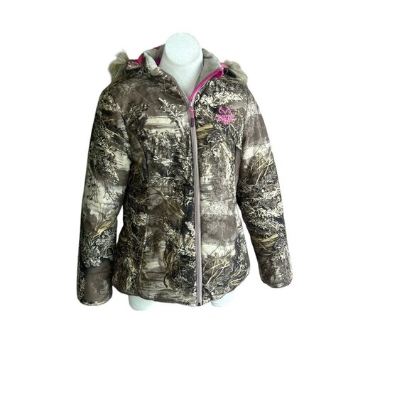 Realtree Camo Max-1 XT Full Zip Jacket Removable Faux Fur Trim Hood Size Large - Picture 1 of 10